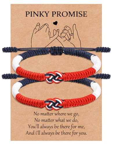 MANVEN Bracelet Couple Cadeau pour Lui et Elle - Bracelet Amoureux Bleu, Blanc, Rouge - Ajustable pour Homme ou Femme - Saint-Valentin, Noël, Anniversaire, Kabbalah Porte-bonheur
