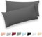 Twinzen® Kissenbezug 40x80 (2er-Set) - 100% Jersey Baumwolle 150 GSM Kissenbezüge - Anthrazit - Für Kissenbezüge 40x80 cm - Kissenhülle - Kissenbezug mit Reißverschluss - Oeko-Tex Zertifiziert