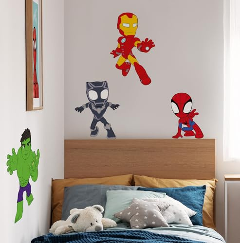 Komar Väggtatuering – Spidey and His Amazing Friends Power Group – storlek 50 x 70 cm – Marvel, väggdekal, barnrum, klistermärke, färgglad