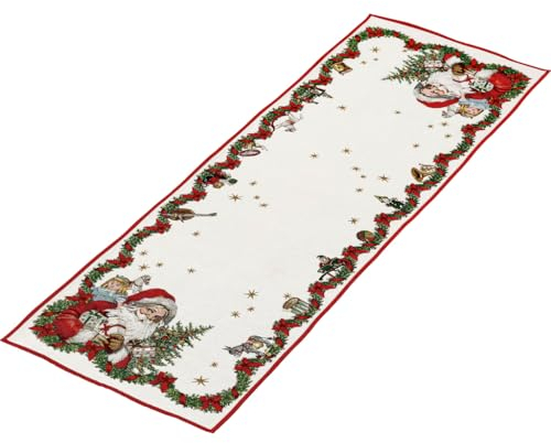 Villeroy & Boch – Toy's Fantasy Tischläufer Santa Groß Bunt, Waschmaschinengeeignet, Weihnachtsdekoration, Deko Weihnachten Toys, Tischläufer Xl, Baumwolle, Polyester