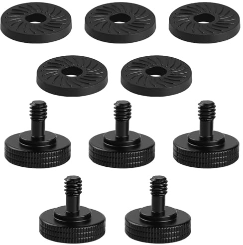 GERUI 5 pezzi 1/4 fotocamera a vite zigrinata adattatore a sgancio rapido con cuscinetto in gomma, 1/4 femmina a 1/4 femmina adattatore filettato, utilizzato per scheda di montaggio rapido