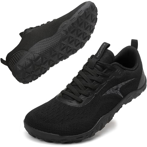 ASHION Turnschuhe Herren Laufschuhe Sportschuhe Sneaker Herren Straßenlaufschuhe Outdoor Traillaufschuhe Barfußschuhe, Schwarz, 43 EU