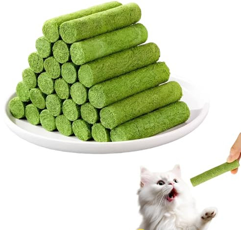 Katzengras Sticks 150g Gefriergetrocknet Katzengras Snack Kätzchengras-Beißstäbchen Katzenminze Stick Kauspielzeug Katze Zur Zahnpflege Zahnreiniger Haarballenentfernun Steigerung des Appetits