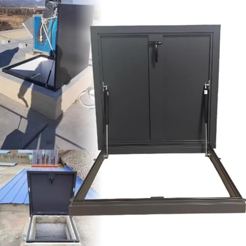 Botola Di Accesso Al Tetto Lucernario, Copertura Antipioggia Porta Di Sicurezza Resistente Alle Intemperie Botola in Acciaio Zincato Installazione Su Ponte Finestra per Tetti,50x100cm