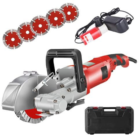 Eastnmythet Scanalatrice per Calcestruzzo, Macchina Elettrica per Il Taglio del Calcestruzzo da 4000 W, Macchina per Scanalatura di Pareti, Macchina per Scanalatura di Pareti Portatile,Red
