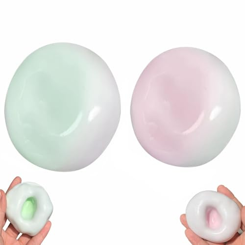 Lot de 2 balles à presser souples avec couleurs vertes et roses - Idéales pour le bureau, l'école et la maison