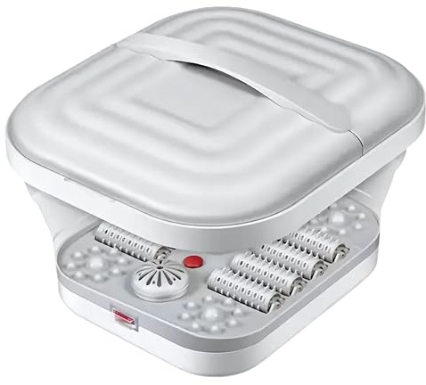 Collapsible Heated Foot Spa Bath with Massage Rollers, Bubble & Vibration Therapy, Temperature Control, Portable Folding Foot Soak Tub for Home Use
