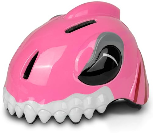 Casco Patinete Bicicleta Niño - Casco de Tiburones Animal 3D Ligero y Ajustable, para Multideporte Ciclismo Patines Patinete Rollerblading Patinaje, Niños y Niñas (Rosa Claro, Small)