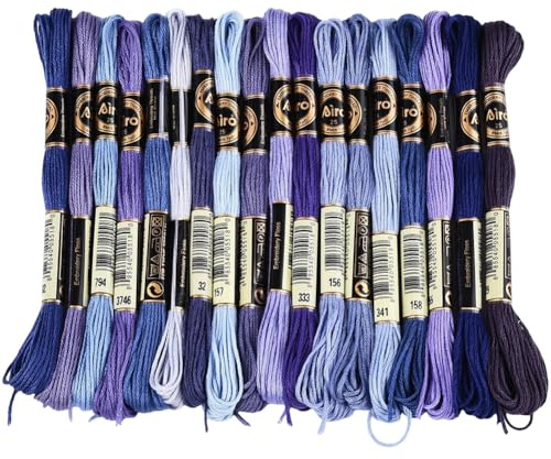 CABODYALS 18 madeja de 6 hebras de Hilo Azul para Punto de Cruz, Hilo de Bordar Degradado Jaspeado, Hilo de Hilo para Pulseras de la Amistad, Hilos para Coser A Mano, Pulseras, Manualidades, Costura
