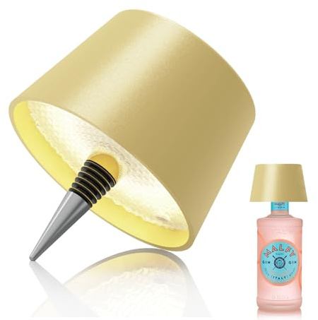 MU LIN lampada bottiglia ricaricabile,lampada da tavolo senza fili,Controllo Touch da 3 Modalita Temperatura di Colore, Dimmerabile, per Soggiorno, Ristorante
