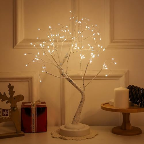 NLIGHTING Lampada Albero Bonsai LED 108 Luci, Albero Luminoso Decorativo con Rami Pieghevoli, Luce Calda, Alimentazione USB e Batterie AA, Lampada da Tavolo per Casa Camera Natale Matrimonio