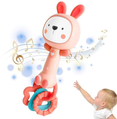 Baby Rattle & Sensory Teething Toy with Music, 6-12 Months(Rabbit)