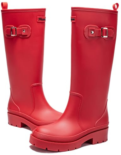 AONETIGER Botas de Agua Altas Mujer Impermeables Zapatos Lluvia Gr.35-41EU | Antideslizante Botas de Goma | Moda Chelsea Wellington Botines | Ideales para Jardinería, Paseos y Actividades al Aire Libre