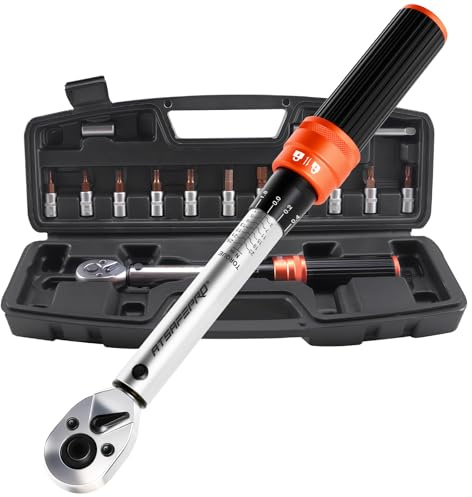 ATsafepro 14 Pezzi Chiave Dinamometrica 1/4, 1-25 Nm Chiavi Dinamometriche Bici, 72 Denti,Prolunga, 3/8 Adattatore, Punte (Esagonali e Torx), per La Riparazione Biciclette, Motociclette