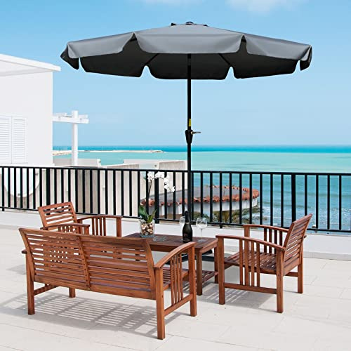 Garden Parasol Outdoor Umbrella 2.7m Patio Umbrella Garden Parasol With Ruffles 8 Ribs Open And Close The Canopy Easily With The Easy-turn Movement Garden Umbrella Sun Shade Canopy