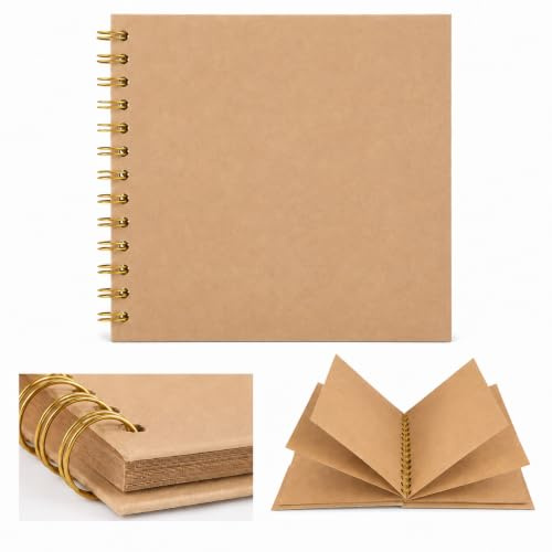 Acual Album Fotos Scrapbook DIY 20,5×20,5 cm Tapa Dura 40p Kraft Marrón | Álbum DIY 20,5×20,5 cm, 40 Páginas Kraft, Tapa Dura Y Espiral 360°, Ideal Para Fotos Y Recuerdos Personalizados.
