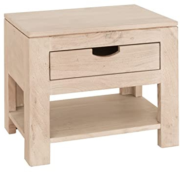 Akazie Massivmöbel Nachttisch massiv Holz Möbel Nature White #91 getüncht
