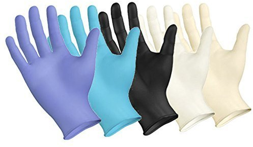 1000 x SafeTouch Disposable Gloves (10 x Boxes of 100) - Nitrile, Vinyl, Clear, Blue, Black (Vinyl, Powder-Free, Clear - L (Large))