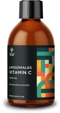 Vinplus Immunplus Liposomales Vitamin C mit Sanddorn | Testsieger | 1000 mg Vit C | 250 ml | Hochdosiert & Flüssig fürs Immunsystem | Vegan