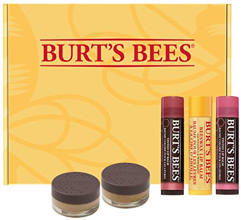 Burt's Bees Lip Care Set - Lip Balms & Tints in Red Dahlia & Hibiscus, Lip Mask & Scrub