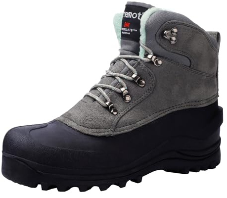 Riemot Women's & Men's Snow Boots - Waterproof Winter Walking & Gardening Boots,Anti-Slip Ankle Boots, Grey, UK8/EU41