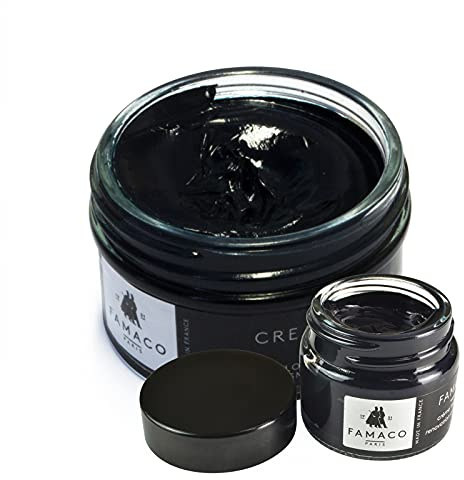 Famaco Navy Blue 50ml Renovating Polish and 15ml Scuff and Scratch Dye with Polishing Cloth and Free Touch up Brush - Long Lasting Shine Protector Kit for Boots and Shoes