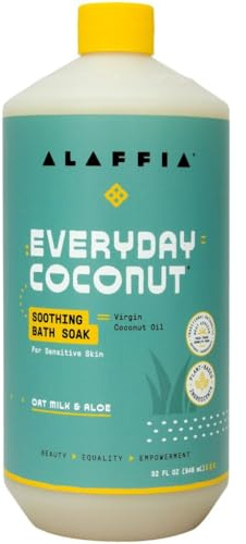 Alaffia Everyday Coconut Soothing Bath Soak, Oat Milk & Aloe, Fragrance-Free, 32 Oz