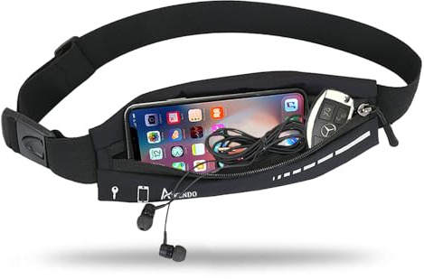 AIKENDO Slim Running Belt for Women Men,Runners Fanny Pack Phone Holder,Running Pouch Waist bag for Workout Jogging,Money Belt Running Gear Accessories