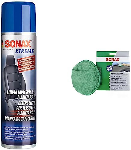 SONAX Xtreme Detergente per Tessuti + Alcantara, Pulisce a Fondo & Tampone di Cura per la Plastica, Garantisce la Stesura Omogenea dei Prodotti