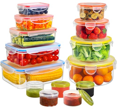 YASHE 28PCS Plastic Food Storage Containers, Airtight Food Containers with Lids, Pantry & Kitchen Organization BPA Free &100% Leakproof, Microwave & Freezer and Dishwasher Safe