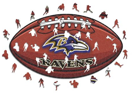 Iconic Puzzles, Baltimore Ravens Crest, 100% ökologisch nachhaltiges Holzpuzzle mit offizieller Lizenz, Größe M, 270 Teile