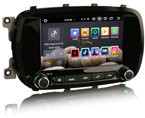erisin 8-Core 4+64GB Android 14 Car Stereo for Fiat 500X Support GPS Sat Nav Wireless Carplay Android Auto DSP IPS Bluetooth 5.0 Dual Band Wifi DAB+ DVB-T2 Canbus SWC Radio