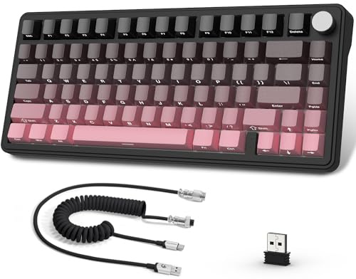 AJAZZ x ATTACK SHARK X85 Gasket Mekaniskt Tangentbord,75% Trådlöst Speltangentbord med Knob,5-lagers Stoppning,PBT Sidotryckt Tangentbord,Bluetooth/2.4Ghz/USB-C,Hot-Swap Linjär Switch,RGB,för PC,MAC