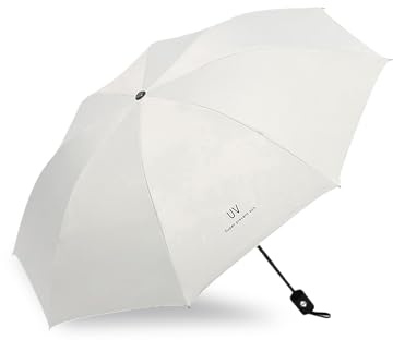 Desuibao Automatic Umbrella, Windproof Travel Umbrella, Retractable Folding Umbrella, Compact Automatic Umbrella Open Close Auto for Women Man, Portable Umbrellas for Rain & Sun, White