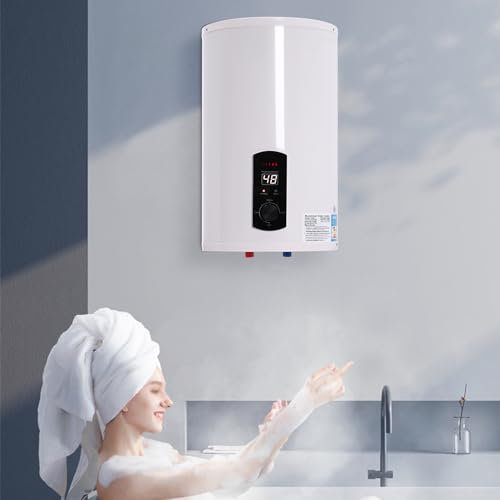 KEESUNG 2KW Elektro Warmwasserspeicher Boiler, Wandmontage-Wasserboiler WandhäNgend Durchlauferhitzer Warmwasserboiler Elektrospeicher Hängespeicher Weiß Elektroboile (35L)