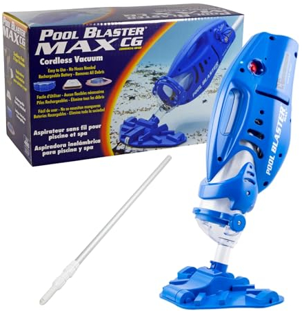 poolomio Pool Blaster Max CG Li Set mit Teleskopstange - Pool Akkusauger mit bis zu 1 Stunde Laufzeit - batteriebetriebener Poolsauger für Schwimmbad und Spa