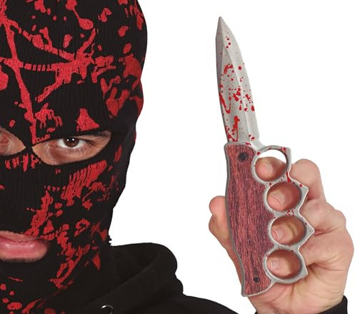 FIESTAS GUIRCA | Coltello con Pugno Americano (20 cm) - Arma Giocattolo per Costume da Militare e Halloween - Ideale per Feste in Maschera e Celebrazioni - Argento e Marrone