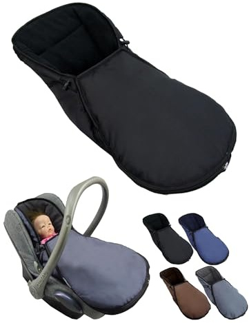 BambiniWelt Winterfußsack für Babyschale – kompatibel mit Maxi Cosi Gruppe 0+ – Thermofleece, waschbar – warm, weich & passend für 3-Punkt-Gurtsystem, Farbe: schwarz