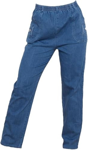 Pretty Attitude Cherry Berry Mom Jeans Full Length Jeans for Women UK Full Elasticated Waist Pant (UK, Numeric, 14, Regular, Regular, Denim)