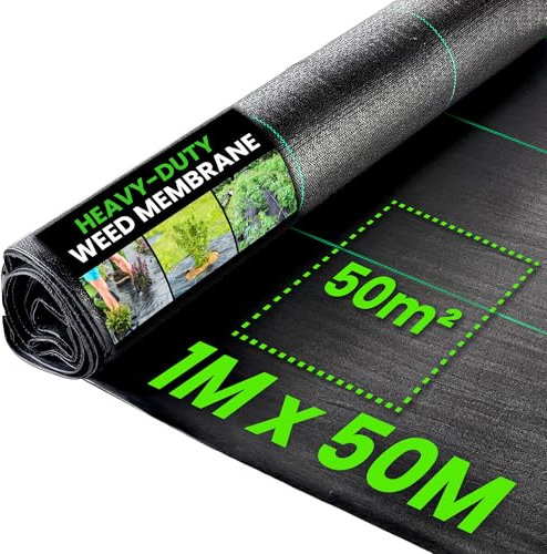 Green Thumbz Toile de Paillage - 1m x 50m (100 g/m²) Géotextile Bache Anti Mauvaise Herbe pour Jardin et Potager - Toiles de Paillage pour Aménagement Paysager, Couvre-Sol & Parterres de Fleurs