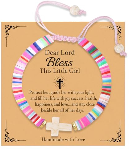 Smilelife Religious Christian Gifts for Women Girls Dear Lord Bless The Little Girl Cross Bracelet Christmas Catholic Communion Baptism Gifts