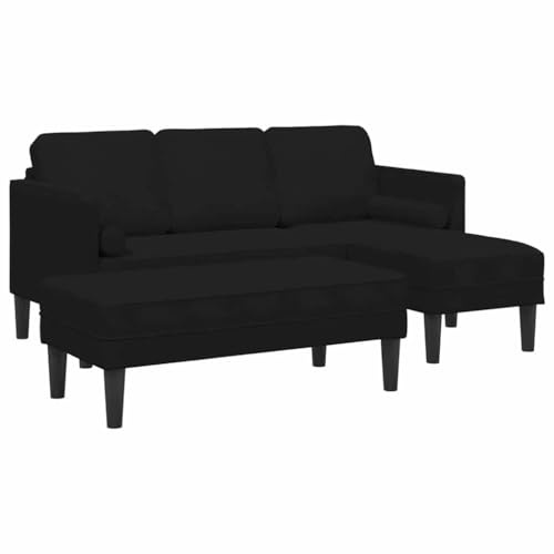 vidaXL Juego de Sofá con cojín 2 pcs Negro Poliéster, Sala, sofá Modular Moderno, Conjunto Duradero, Asientos de Terciopelo, sofá Funcional para Relajarse en casa