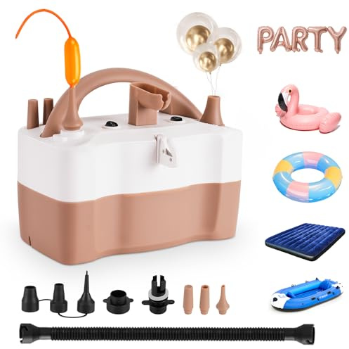 PlusFive 3-in-1 Electric Balloon Pump for All Balloons, Multi-Functional Air Pump with Dual Motor, Electric Pump for Quick Inflate & Deflate Latex/Foil/260q/Long Balloons& Balls& SwimmingPool & Airbed