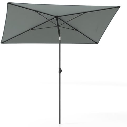 COSTWAY Parasol de Jardin Exterieur 213 × 140 cm, Parasol Balcon Solaire Rectangulaire, 30° Inclinaison à Bouton-Poussoir, Sac de Transport Portable, pour Porche Jardin Piscine Plage (Gris)