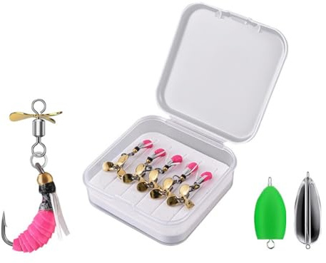 FACAIIO Lot de 5 leurres de pêche à la mouche, appâts à paillettes pour truite, bar, saumon, crochets en acier à haute teneur en carbone avec design réaliste, couleurs assorties