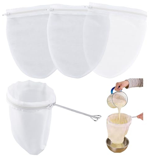 CRASPIRE Bolsas Filtro Malla Fina Reutilizables Tela Blanca No Tejida Reutilizables Leche Frutos Secos Queso Fresco Marco Hierro Zumo Café Té Tailandés Yogur Sopa Y Utensilios Cocina