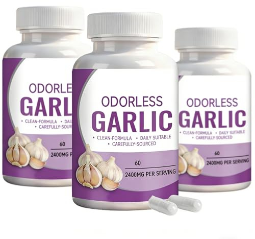 Åldrat luktfritt vitlöksextrakt 7500mg| Stöder immun- och hjärtfunktion | Vegetarisk och icke-GMO | 60 Räkna,3pcs