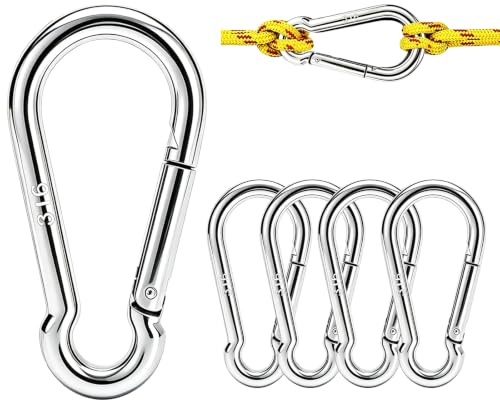 TWOURS 316 Stainless Steel Spring Snap Hooks, Heavy Duty Marine Grade Carabiner Clips, Rust Proof Quick Link Hooks for Boat Fender Sailing Rigging Dog Leash & Awning