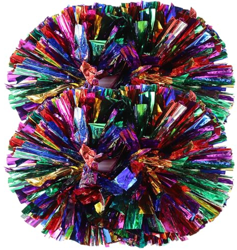 NUOBESTY 2 Pièces Pompons de Cheerleading en Pet Légers Poignée Lisse Facile à Tenir, Accessoires Dynamiques pour Événements Spéciaux et Fêtes D'équipe de Danse