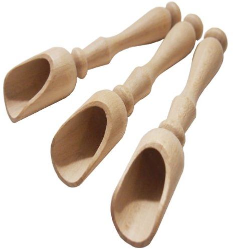 efo Ensemble de 3 Cuillères en Bois à Longs Manches - Cuillères en Bois Polyvalentes - Pelles à Sel et à Épices en Bois – Cuillère à Sel de Bain Rustique - Cuillère à Graines en Bois - taille 3 x 14cm
